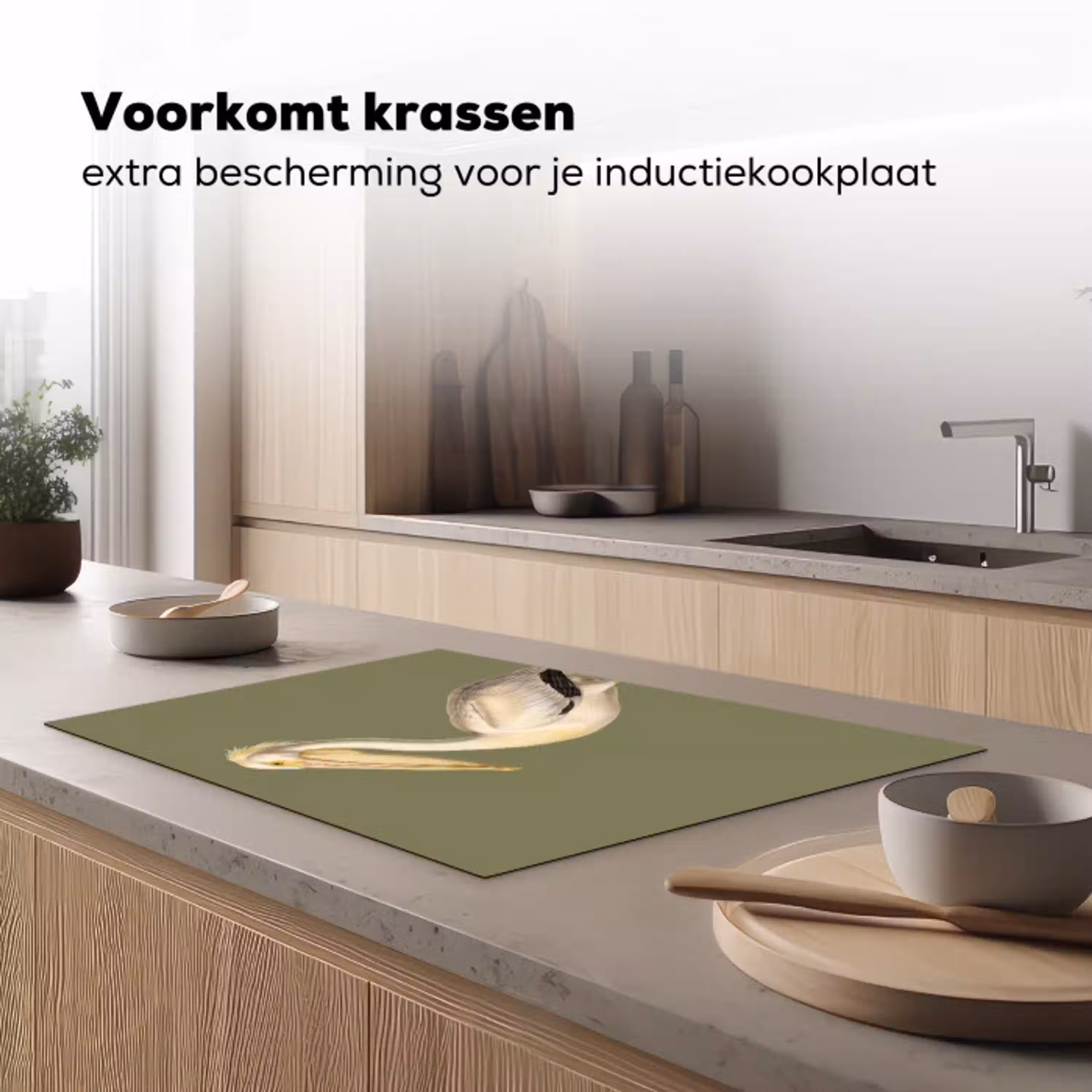 Pelikaan - Wit - Vogel - Klassiek - Natuur Inductie beschermer vinyl 3mm klein -sfeer1