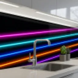 Esthetiek - Retro - Neon keuken achterwand 2 middel -3d_schuin