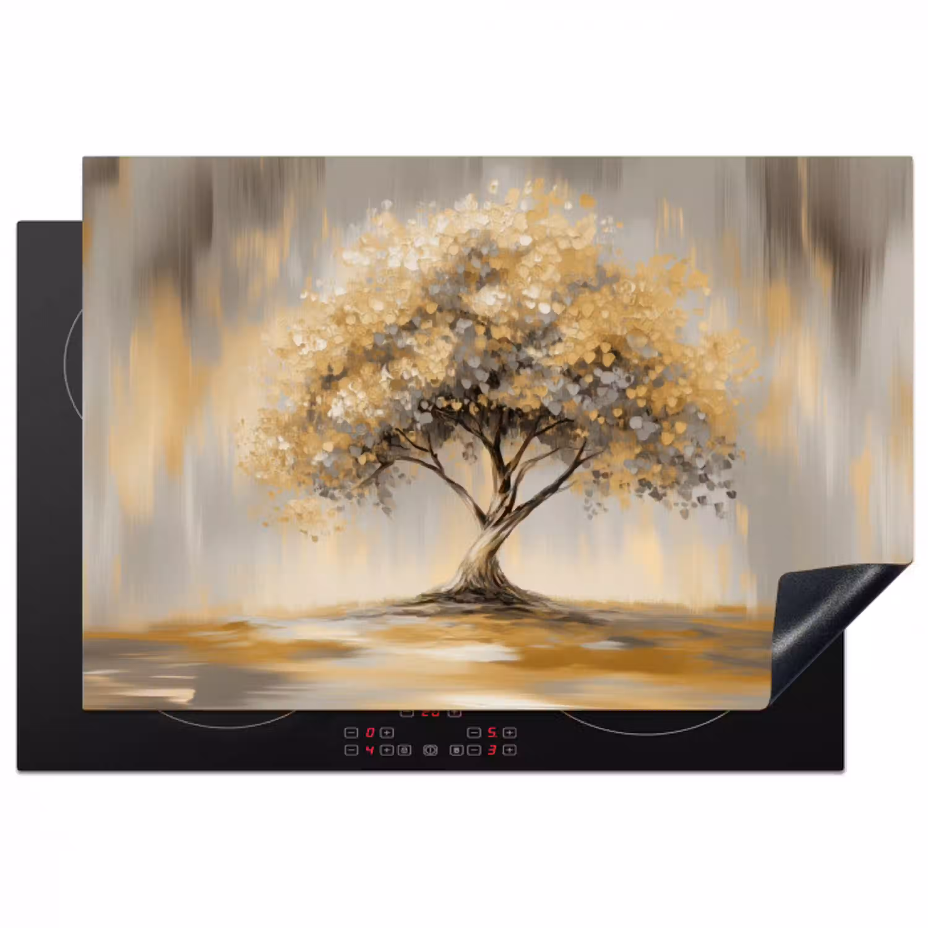Schilderij - Boom - Abstract - Bladeren Inductie beschermer vinyl 3mm klein -3d