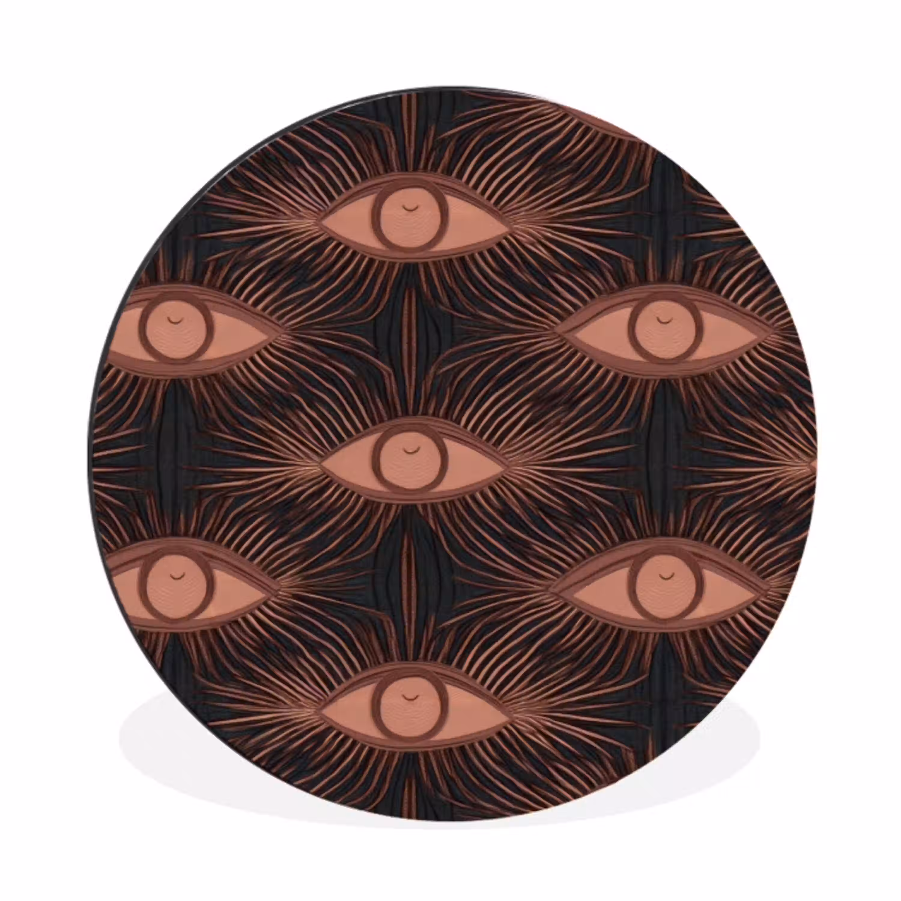 Boheems - Oog - Bruin Wandcirkel aluminium klein 190 -3d