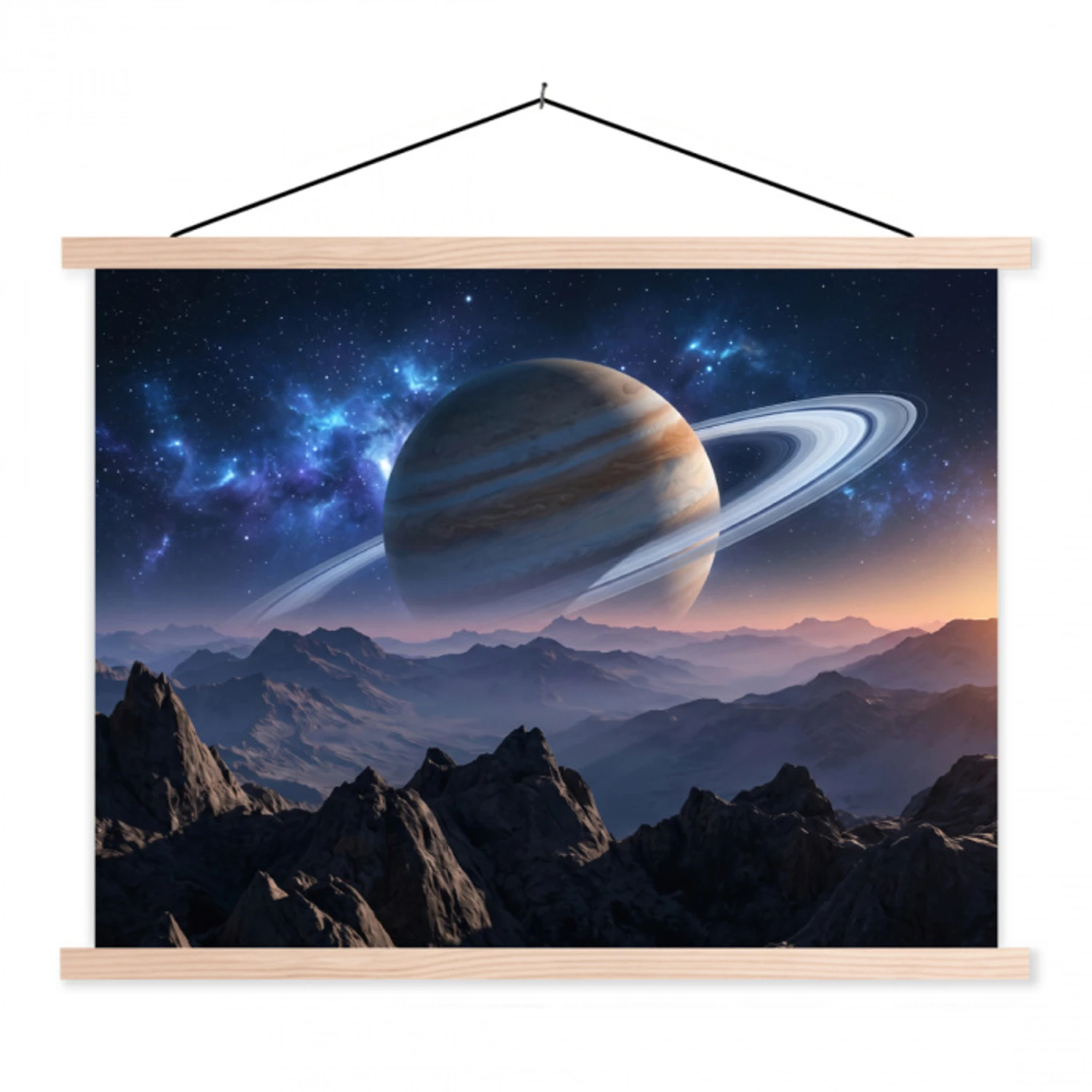 Fantasy - Kosmos - Landschap textielposter latten blank klein -3d