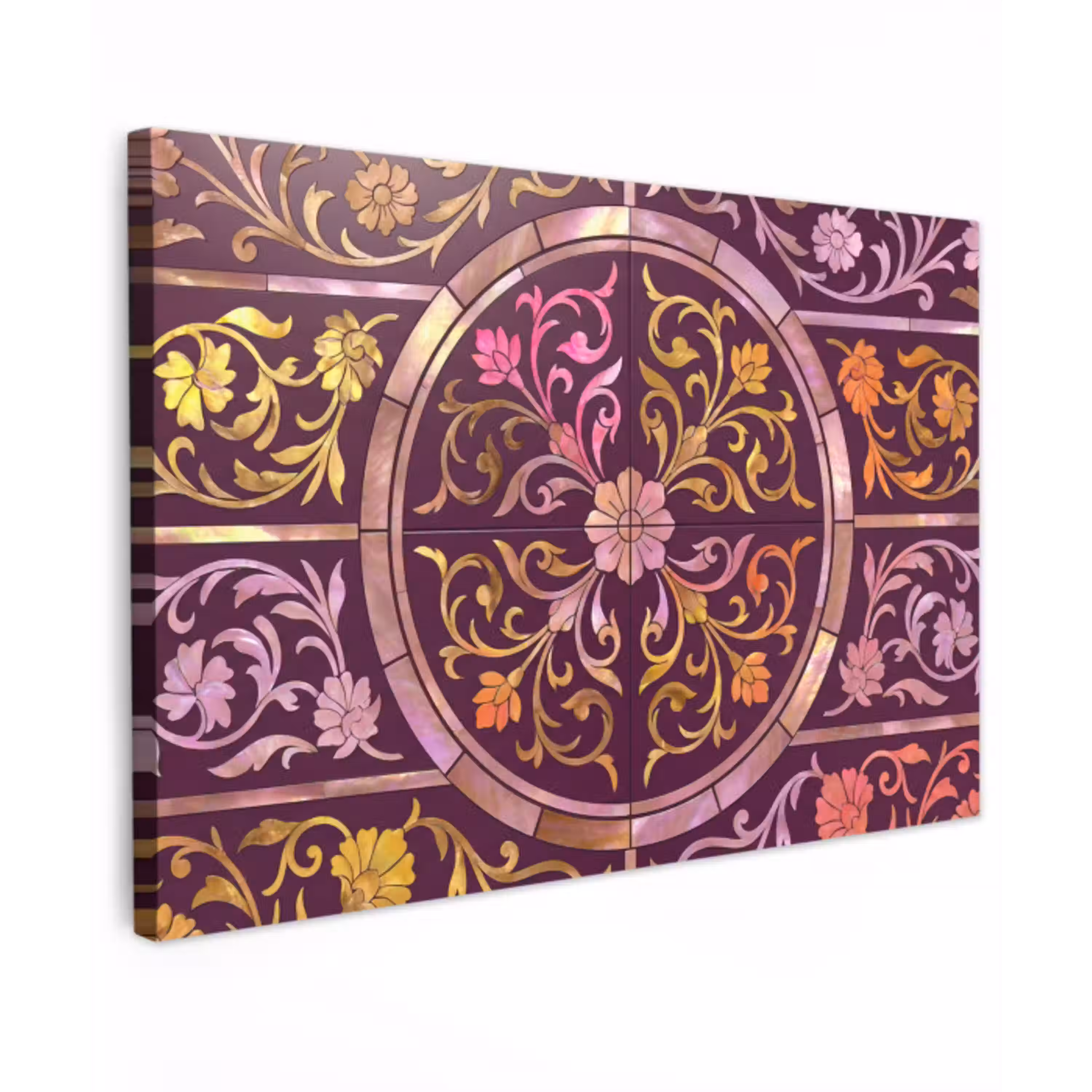 Patroon - Floraal - Oosters - Paars - Goud canvas 2cm klein -z3d
