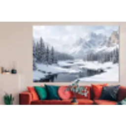 Sneeuwlandschap - Bergen - Rivier - Winter forex 5mm xxl -woonkamer