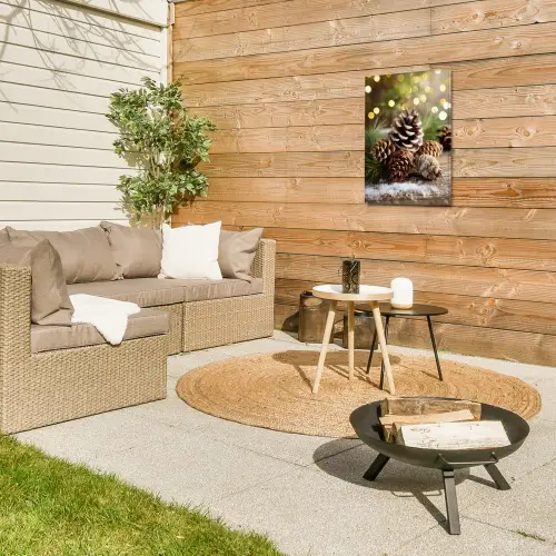 Dennenappels - Kerstsfeer - Bruin - Groen Tuinposter op houten frame 2 cm dik klein -sfeer2