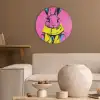 Konijn - Felroze - Sjaal - Abstract Akoestische PET Vilt - Rond klein -sfeer1