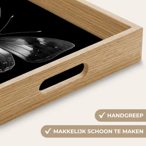 Vlinder - Grijs - Mysterieus Dienblad Rechthoek middel -USP_HandgreepNL