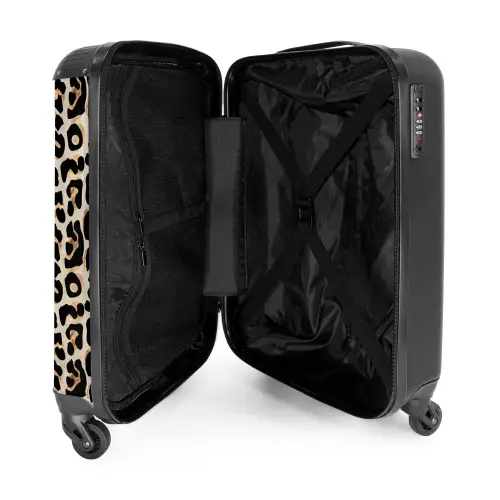 Dierenprint - Bruin - Panter NBS - Handbagage koffer - Unisex middel -binnenkant