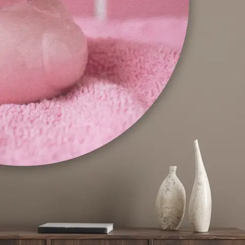 Badeend -Strik - Roze Akoestische PET Vilt - Rond klein -sfeer5_closeup