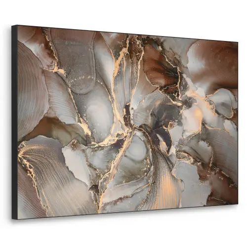 Grijs - Goud - Marmer - Marmerlook Textielframe zwart klein -3d