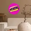 Hotdog - Roze - Retro Wandcirkel behangsticker klein -sfeer1