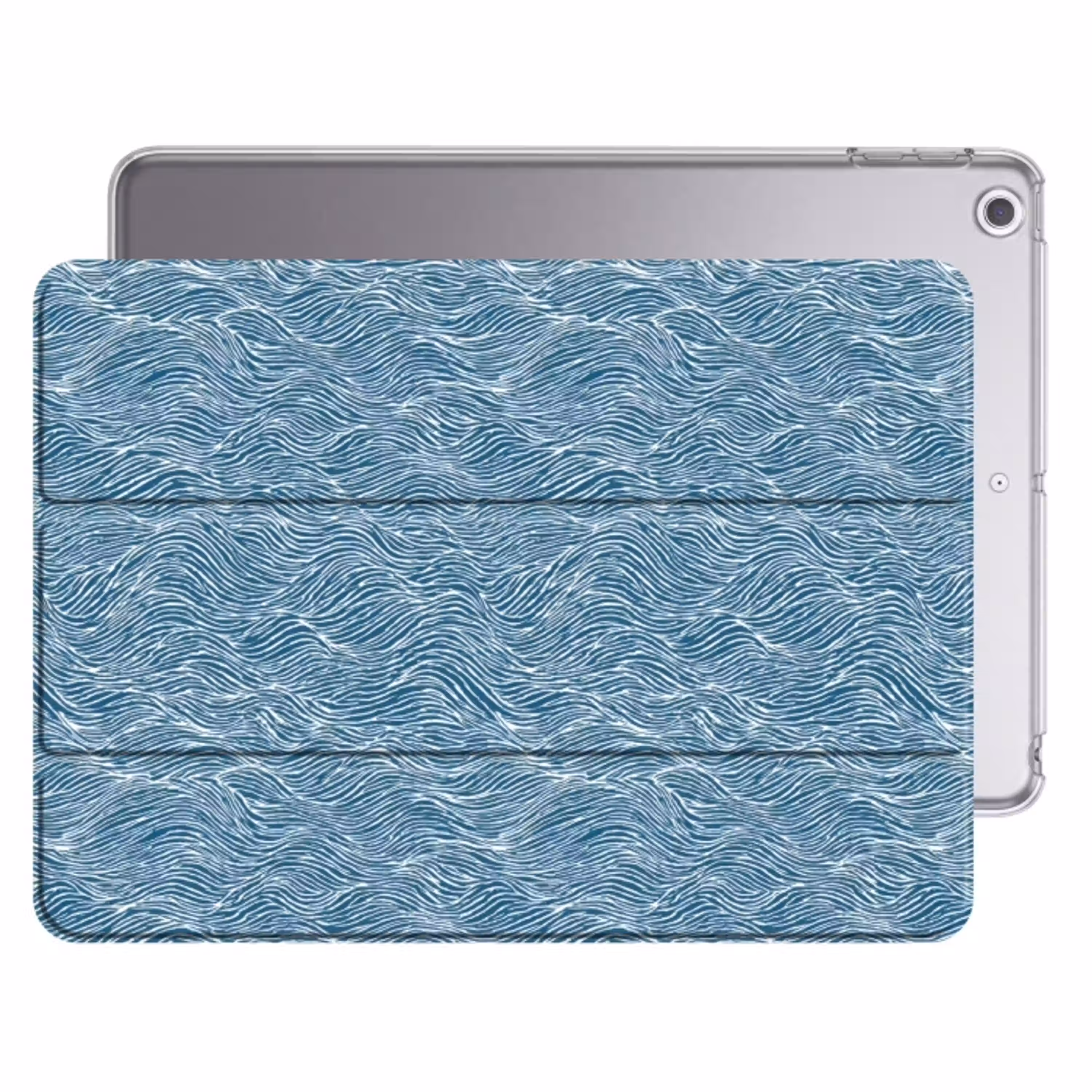 Blauw - Wit - Golven - Getekend - Textuur Apple iPad 2017 middel 1172 -threedimensional_3d_global