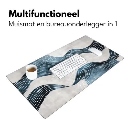 Lijnen - Golven - Abstract - Blauw Muismat XXL klein -sfeer4