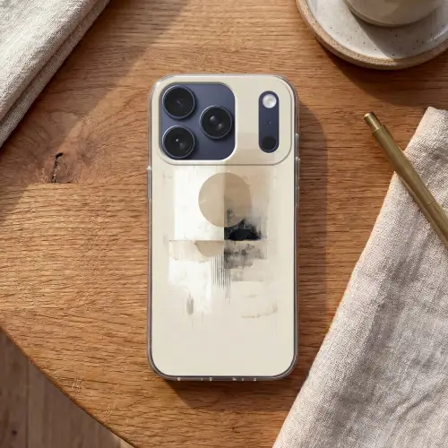 Cirkel - Compositie - Diepte - Beige Telefoonhoesje iPhone 17 Pro klein -sfeer1