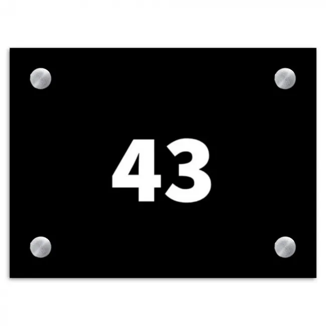 Effen - Zwart - Traditioneel Naambord Rechthoek middel -3d