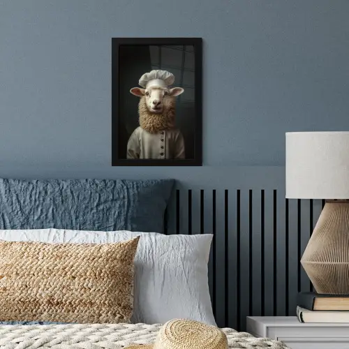 Schaap - Wol - Kok fotolijst zwart zonder passe partout klein -sfeer3
