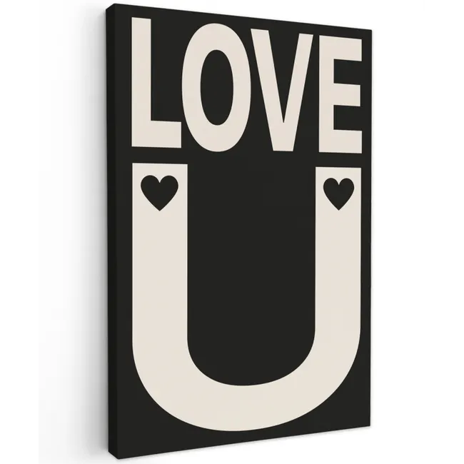 Love - Zwart - Minimalistisch Tuinposter op houten frame 2 cm dik klein -3d