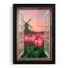 Doorkijk - Tulpen - Bloemen - Molen - Raam fotolijst zwart zonder passe partout klein -3d