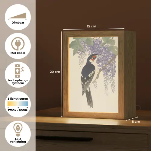 Specht - Bloemen - Paars Light Box met kabel (Tafellamp) klein -USP_NL