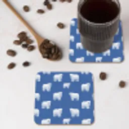 IJsbeer - Patroon - Blauw onderzetter kurk middel 366 -sfeer2