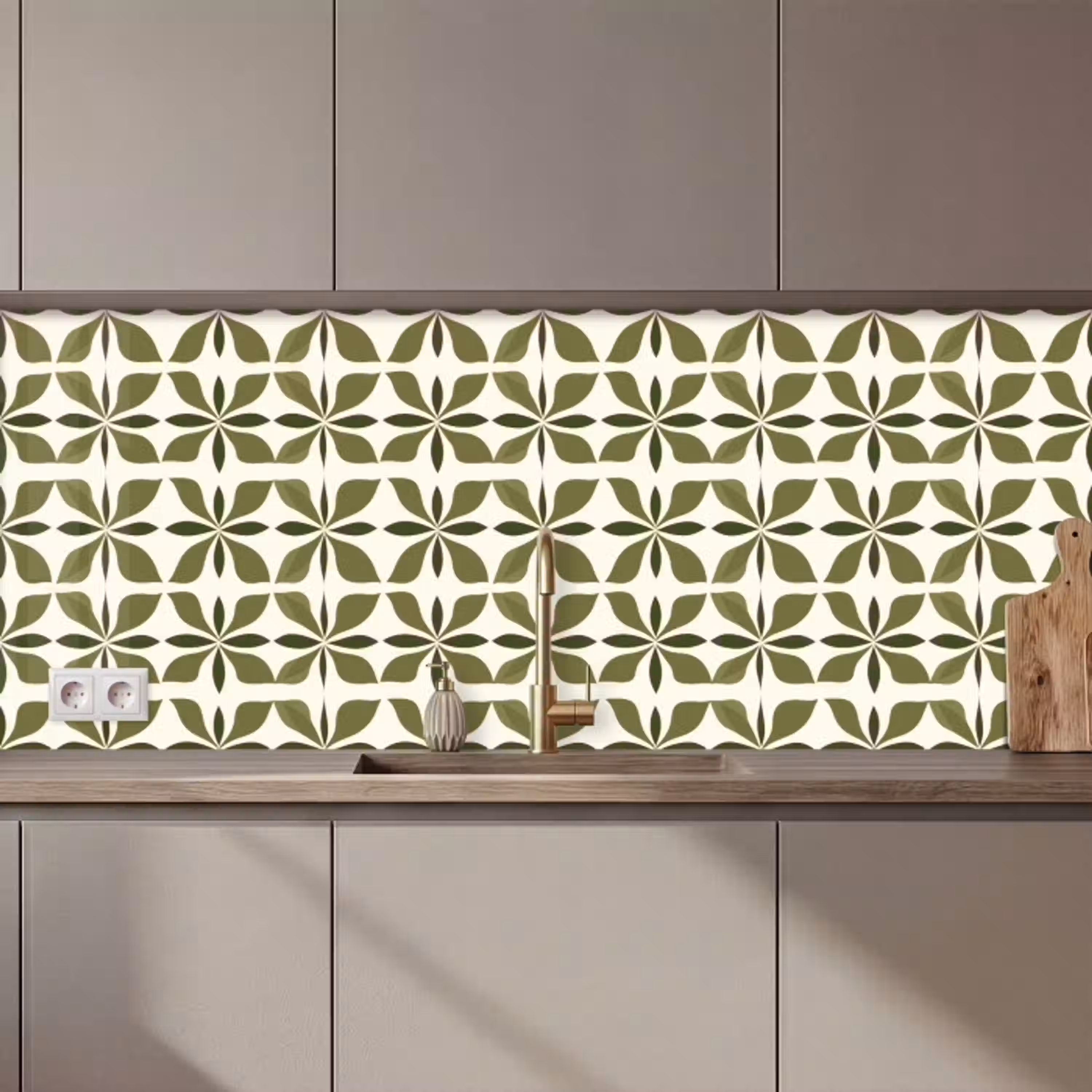 Botanisch - Retro - Groen keuken achterwand 2 middel 871 zz_3dshopping