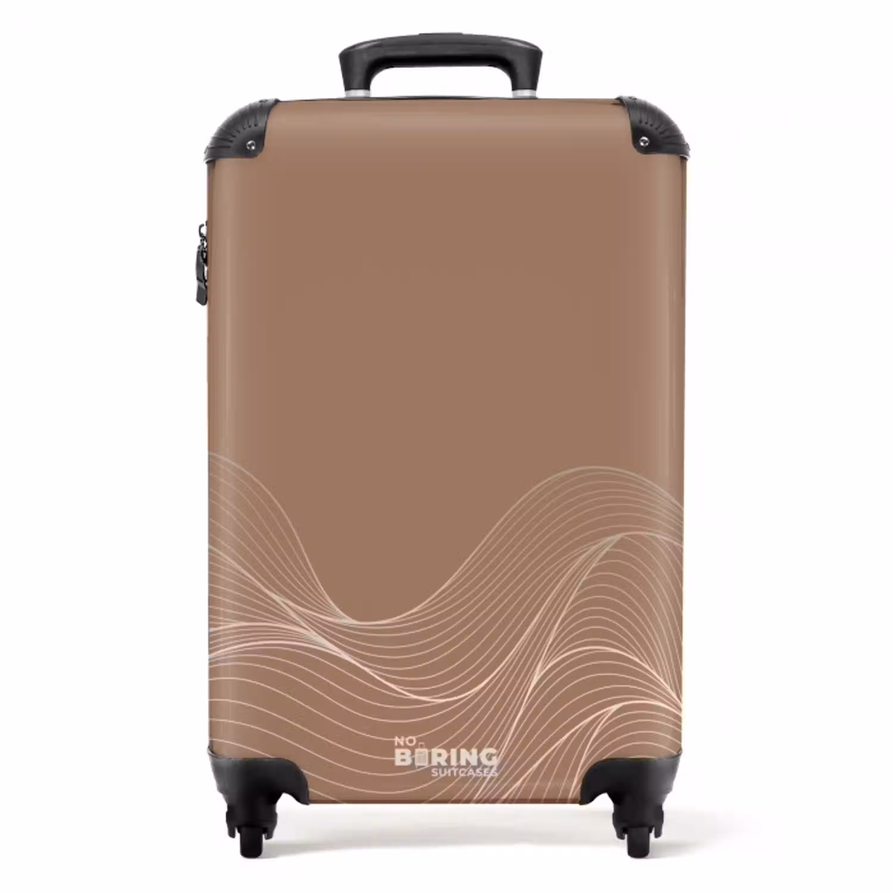 Minimal - Warm bruin met golven NBS - Handbagage koffer - Unisex middel -productfoto_recht
