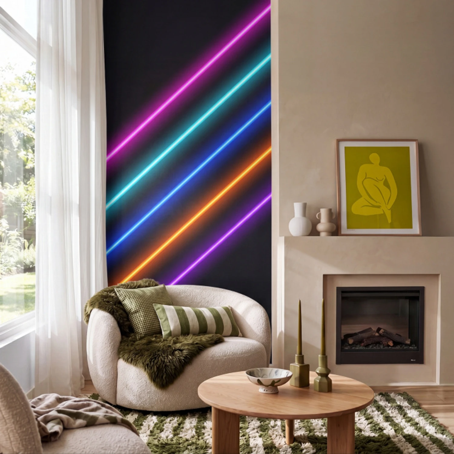 Esthetiek - Retro - Neon Behang Vlies klein -sfeer2