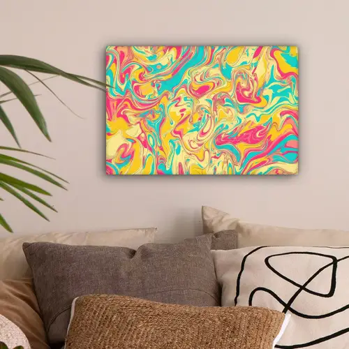 Geel - Roze - Blauw - Retro canvas 2cm klein -sfeer1