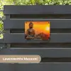 Mediterende Boeddha bij zonsondergang tuinposter los doek klein -sfeer3