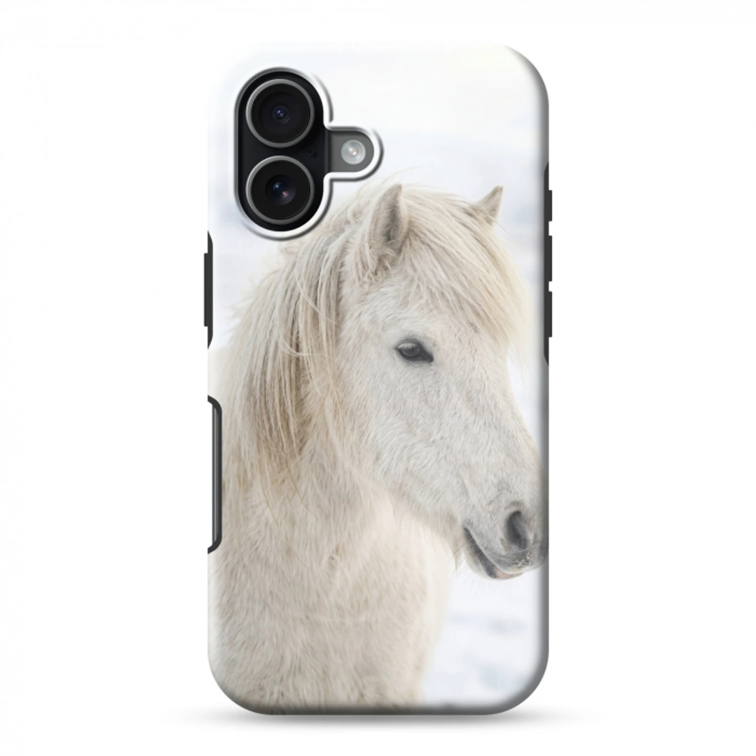 Paard - Kop - Winter - Dieren - Wit Toughcase MagSafe Apple iPhone 17 klein -3d