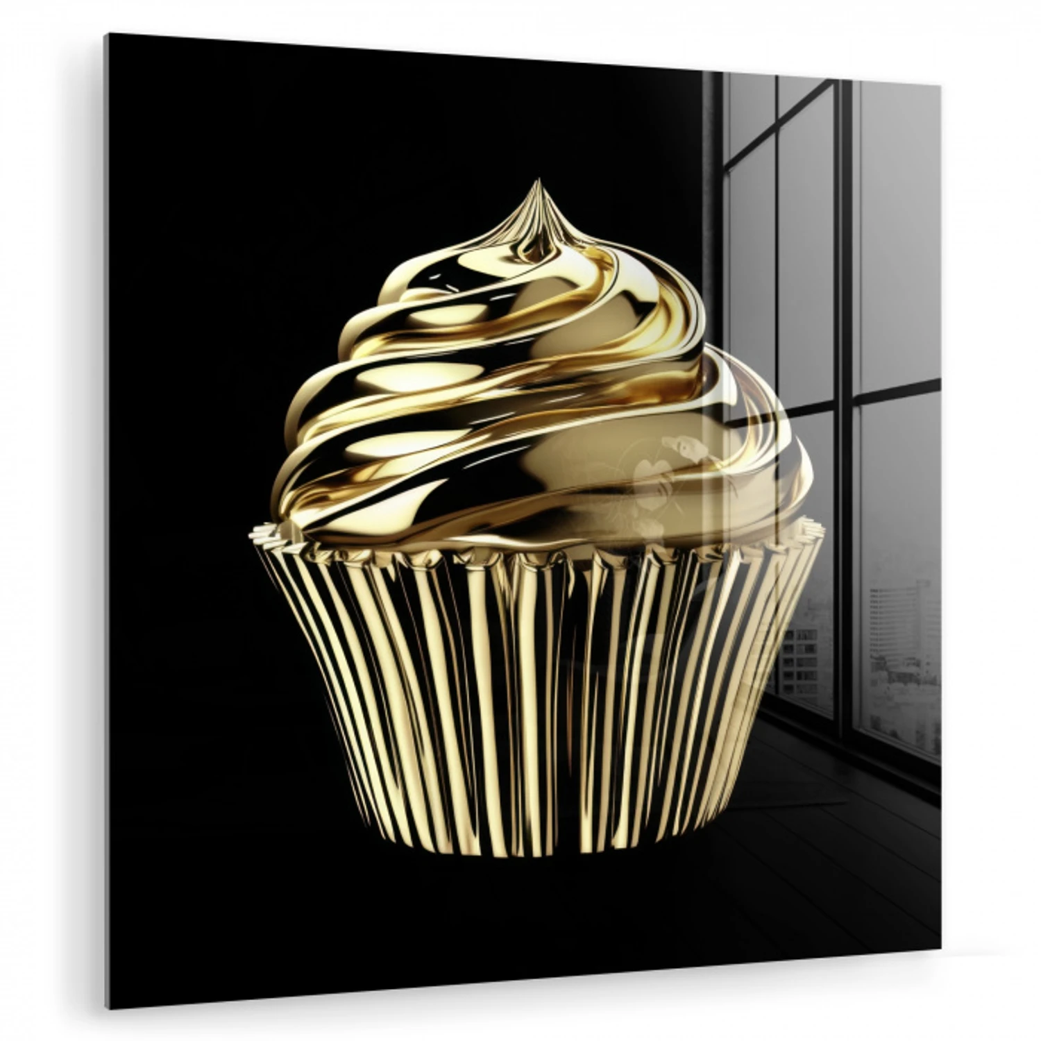 Cupcake - Eten - Goud - Zwart plexiglas 5mm klein -zzzproduct_nieuw