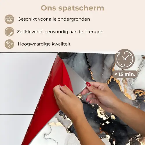 Marmer - Goud - Abstract - Zwart Wit - Luxe keuken achterwand spatscherm klein -spatscherm_NL
