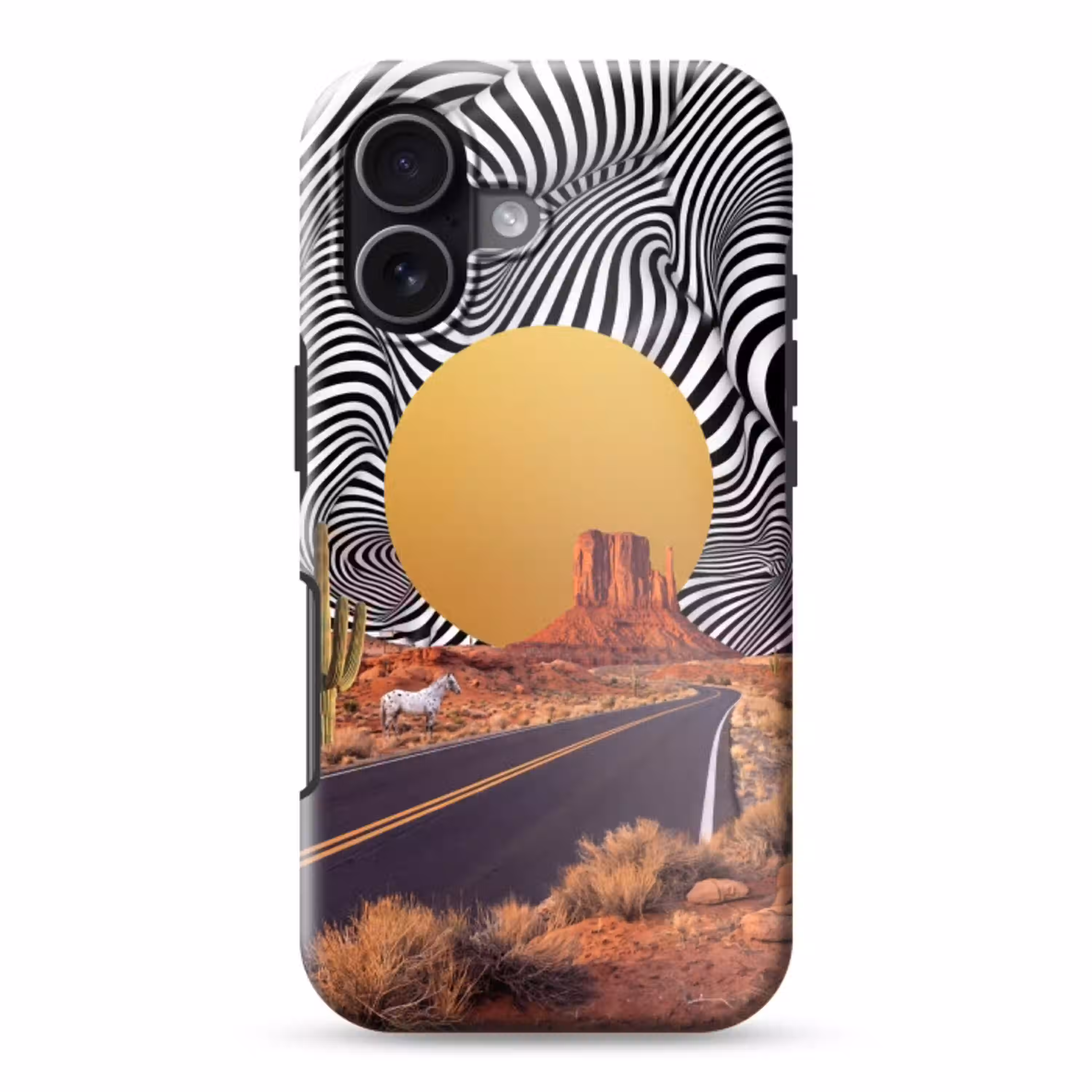 Paard - Woestijn - Natuur Toughcase MagSafe Apple iPhone 17 klein -3d