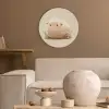 Schaap - Beige - Bloemen Akoestische PET Vilt - Rond klein -sfeer1