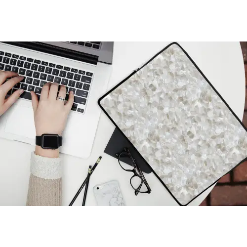 Wit - Penseelstreken - Reliëfeffect laptophoes neopreen klein 279 -bureau