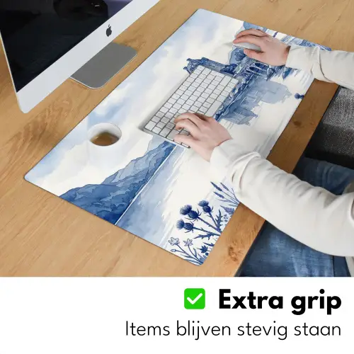 Schots - Kasteel - Blauw - Aquarel Muismat XXL klein -sfeer3