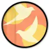 Vogels - Cirkels - Geel Fotolijst rond zonder passe partout klein -3d