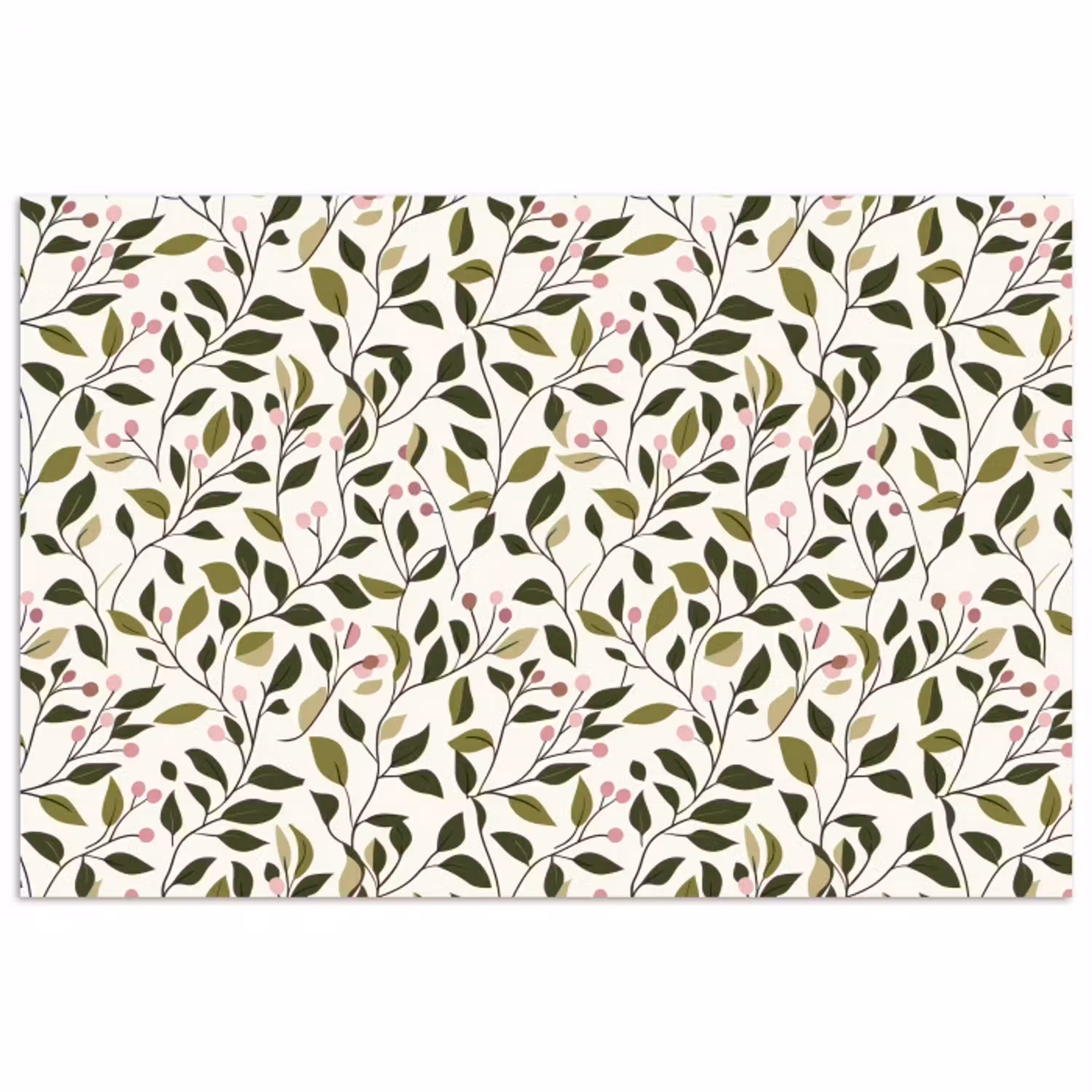 Bladeren - Bessen - Roze poster papier klein 62 -3d