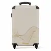 Minimal - Licht beige met gouden strepen NBS - Handbagage koffer - Unisex middel -productfoto_recht