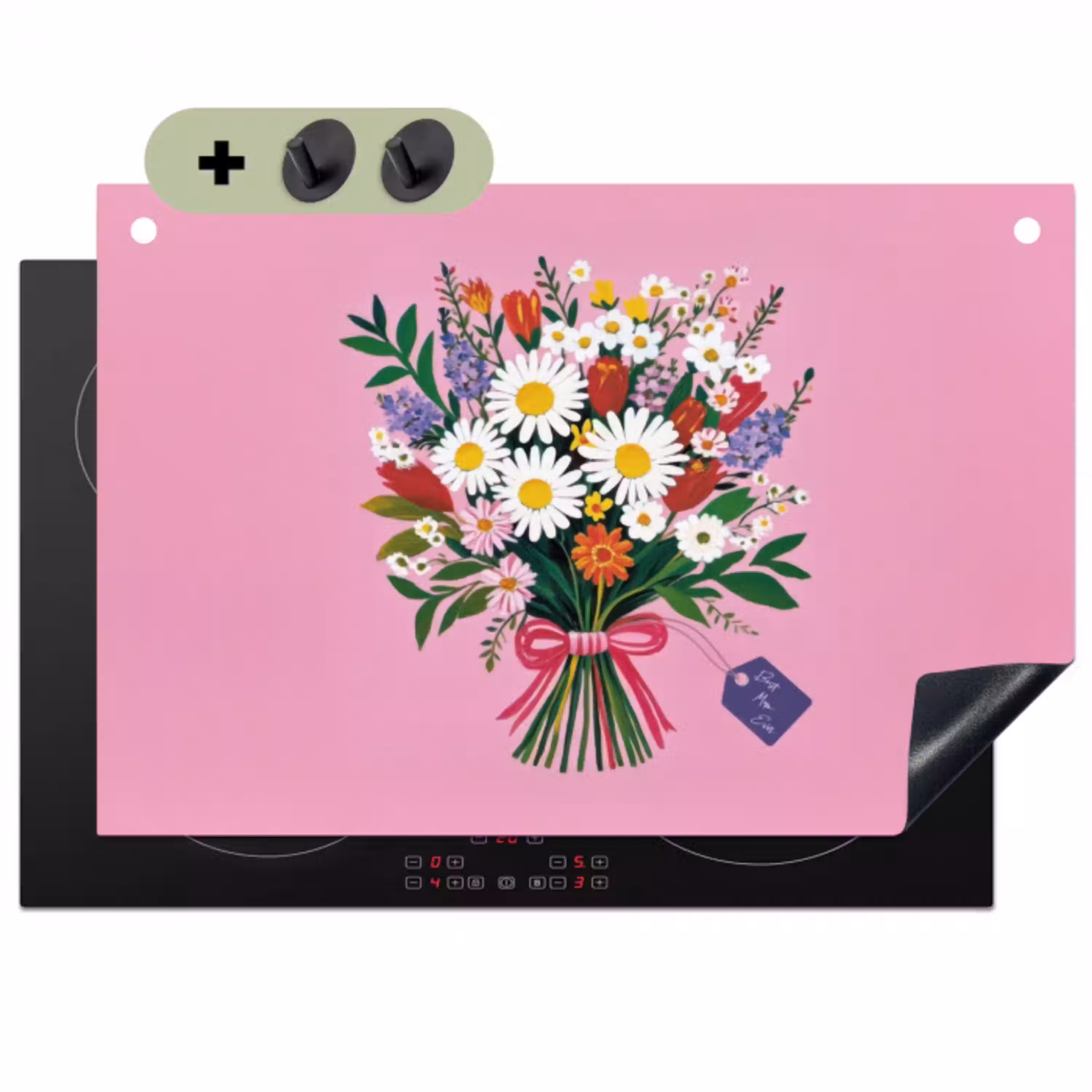 Bloemen - Quote - Kaartje - Kleurrijk Inductie beschemer met haakjes klein -3d