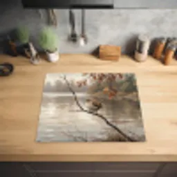 Winterkoninkje - Tak - Rivier - Natuur - Sfeervol Inductie beschermer vinyl 3mm middel -sfeer5