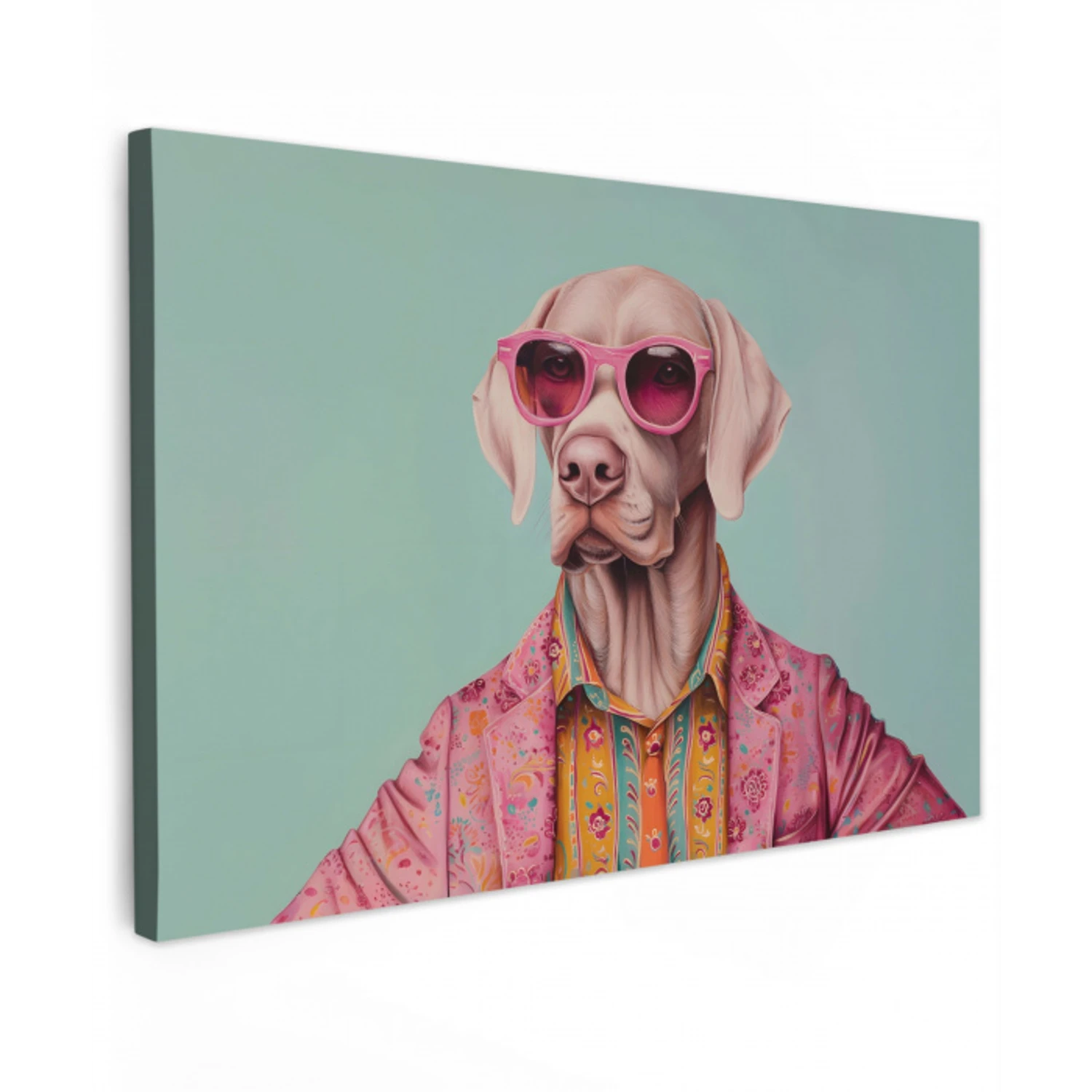 Hond - Overhemd - Bloemen - Bril canvas 2cm klein -z3d