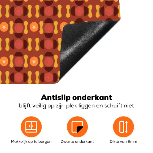 Retro - Disco - Hippie - Multi Inductie beschermer vinyl 3mm klein 276 -zzzzzzz-td-onderkant