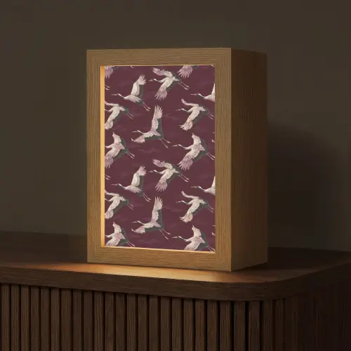 Kraanvogels - Klassiek - Bordeaux Light Box met kabel (Tafellamp) klein 925 -z3d_website