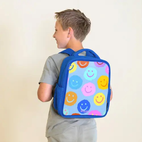 Vrolijk patroon van smileys Kinderrugzak - Blauw middel -sfeer2