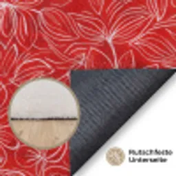 Bloemen - Patroon - Rood Vloerkleed Rechthoek klein 1091 -uniquesellingpoint_antislip_DE_DE