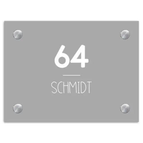 Effen lichtgrijs - Modern Naambord Rechthoek middel -3d