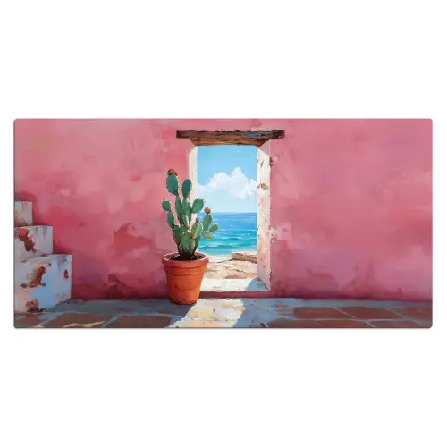 Zee - Roze - Cactus Muismat XXL klein -3d_leeg