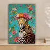 Luipaard - Bloemen - Kroon canvas 2cm klein -sfeer1