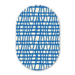 Ruitpatroon - Blauw - Crème Wandcirkel Ovaal Forex klein 630 -3d