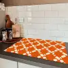 Oranje - Ruitpatroon - Wit Inductie beschermer vinyl 3mm klein 276 -sfeer3